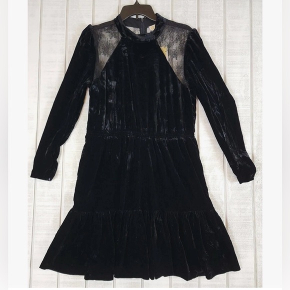 Michael Kors Lace-trimmed women Velvet black Dress - Picture 5 of 6